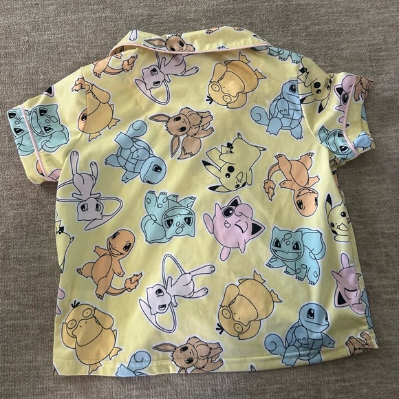 Pokémon Girls Pajama Set Size M (7/8) Yellow Button-Up Short Sleeve 2PC - Picture 5 of 9
